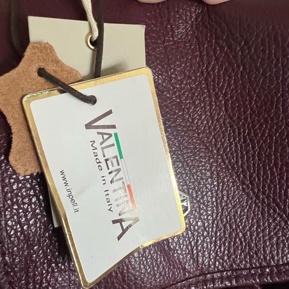 NWT Valentina Italian Pebbled Leather large backpack in Oxblood - Picture 10 of 11